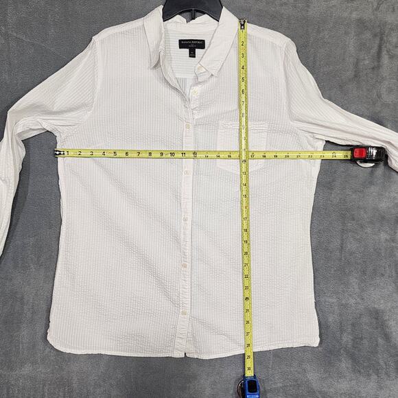 Banana Republic Factory Seersucker Classic Fit Button Up Shirt XL White - Picture 8 of 8